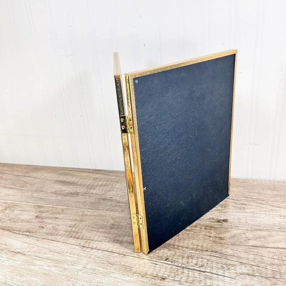 Vintage MCM Brass Double Photo‎ Frame – Holds Two 8x10 Inch Photos
